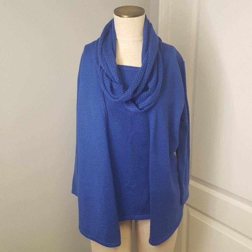 SAG Harbor Blue Sparkle Sweater with Knit Scarf